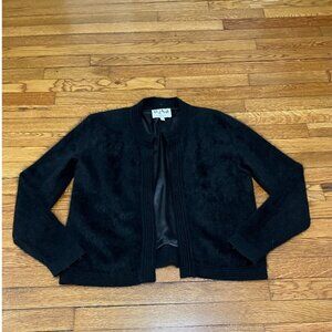 Vintage Talk of the Walk Evening Mohair Open Front Jacket Size XL Black Rabbit